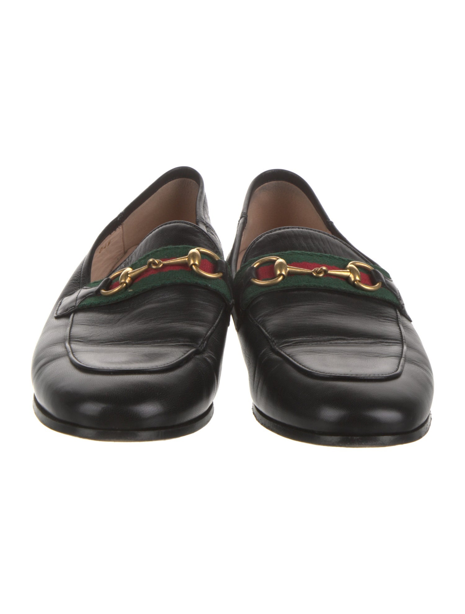 Gucci Web Accent Leather Loafers